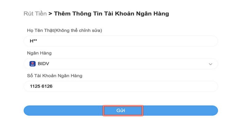 Thực hiện việc rút tiền